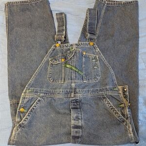 Vintage Denim Overalls with Green Accent